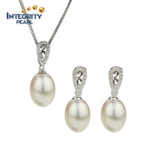 Latest Pearl Set Designs Jewellery Pearl Set 8-9mm AAA Bridal Pearl Set